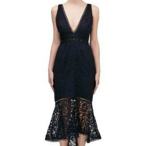 nicholas plunging navy dress